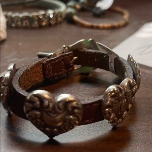 Cute vintage leather and pewter heart bracelet n buckle from Brighton from 1994